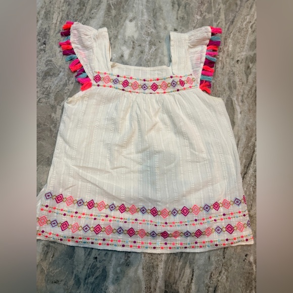 Savanna Jane Tops - Savannah Jane Embroidered Boho Off Shoulder Top Small Tassel Peasant